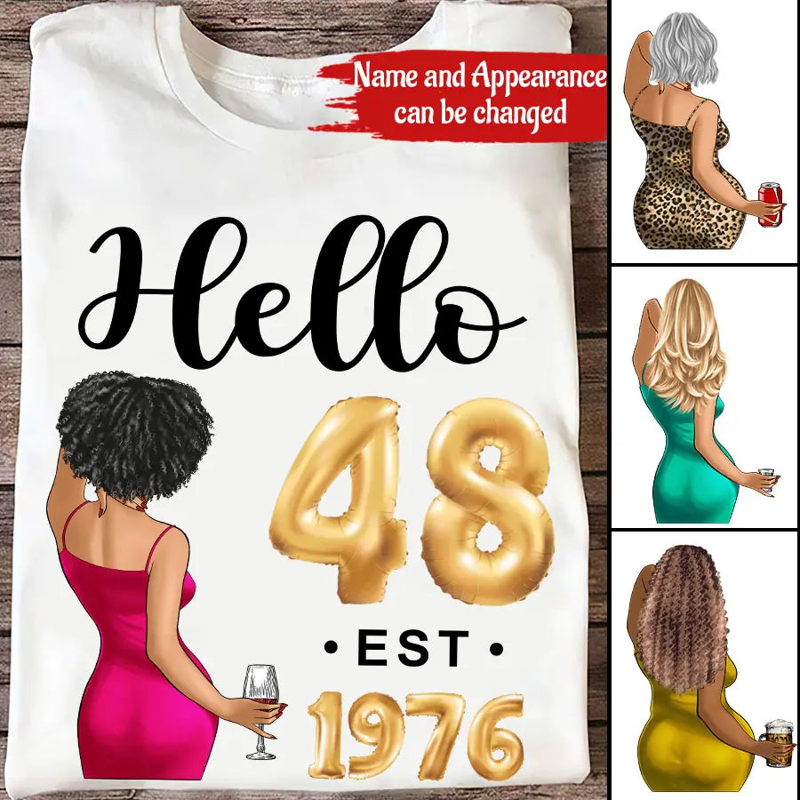 48th birthday shirts for her, Personalised 48th birthday gifts, 1976 t shirt, 48 and fabulous shirt, 48th birthday shirt ideas, gift ideas 48th birthday woman - HIEN