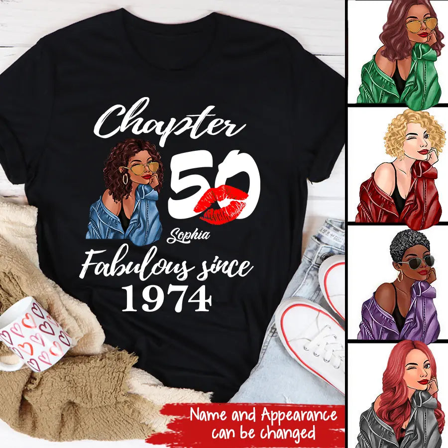 50th Birthday Shirts, Custom Birthday Shirts, Turning 50 Shirt, Gifts For Women Turning 50, 50 And Fabulous Shirt, 1974 Shirt, 50th Birthday Shirts For Her - HCT