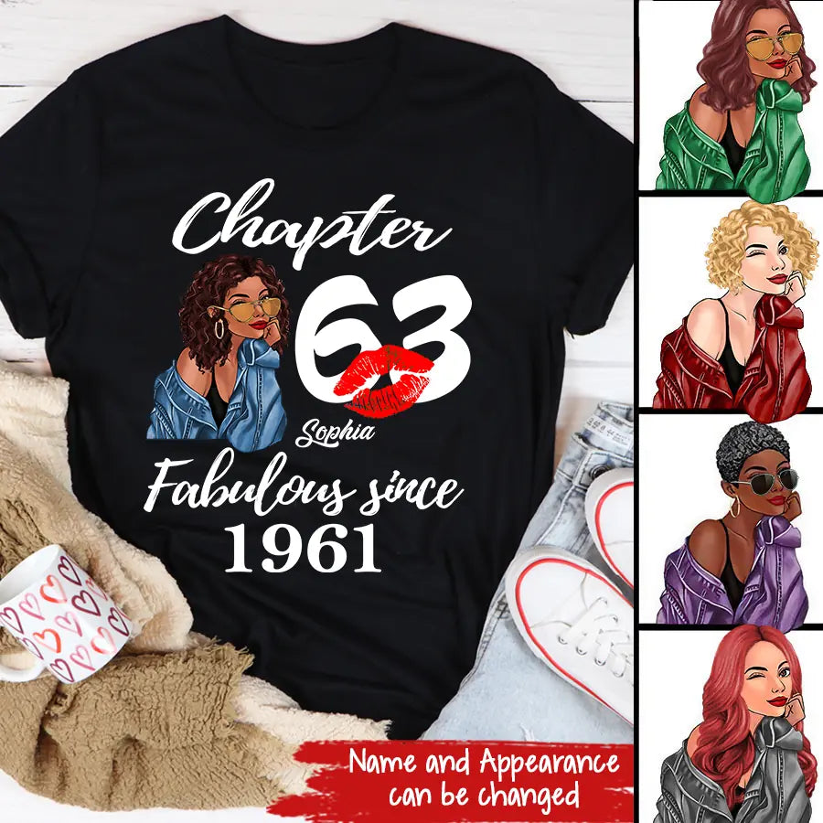 Custom Birthday Shirts, Chapter 63, Fabulous Since 1961 63rd Birthday Unique T Shirt For Woman, Her Gifts For 63 Years Old, Turning 63 Birthday Cotton Shirt-HCT