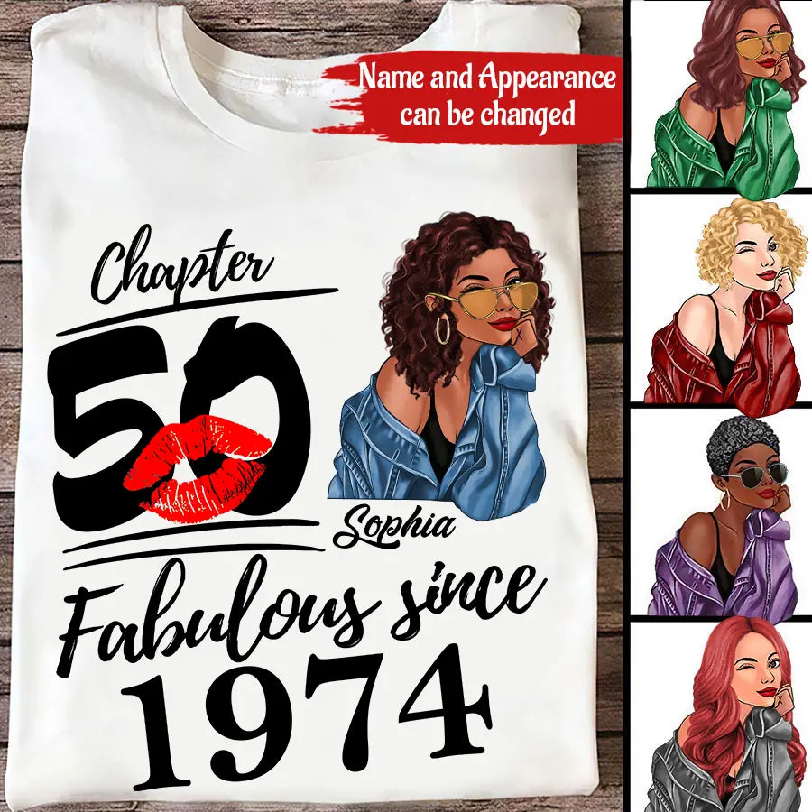 50th Birthday Shirts, Custom Birthday Shirts, Turning 50 Shirt, Gifts For Women Turning 50, 50 And Fabulous Shirt, 1974 Shirt, 50th Birthday Shirts For Her - HCT
