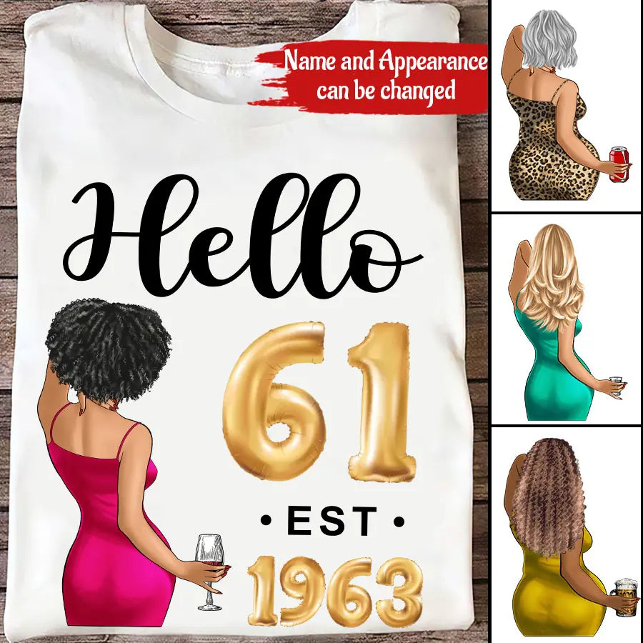 61st birthday shirts for her, Personalised 61st birthday gifts, 1963 t shirt, 61 and fabulous shirt, 61st  birthday shirt ideas, gift ideas 61st birthday woman-HIEN