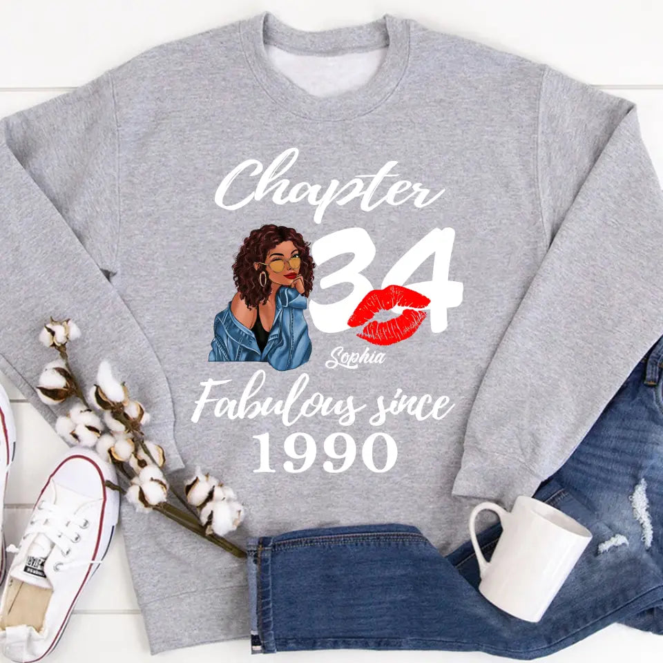 34 Birthday Shirts For Her, Personalised 34th Birthday Gifts, 1990 T Shirt, 34 And Fabulous Shirt, 34th Birthday Shirt Ideas, Gift Ideas 34th Birthday Woman