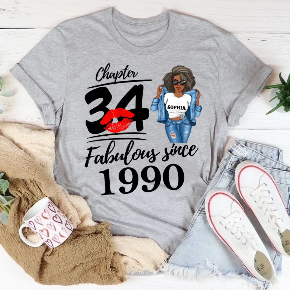 34th Birthday Shirts For Her, Personalised 34th Birthday Gifts, 1990 T Shirt, 34 And Fabulous Shirt, 34th Birthday Shirt Ideas, Gift Ideas 34th Birthday Woman