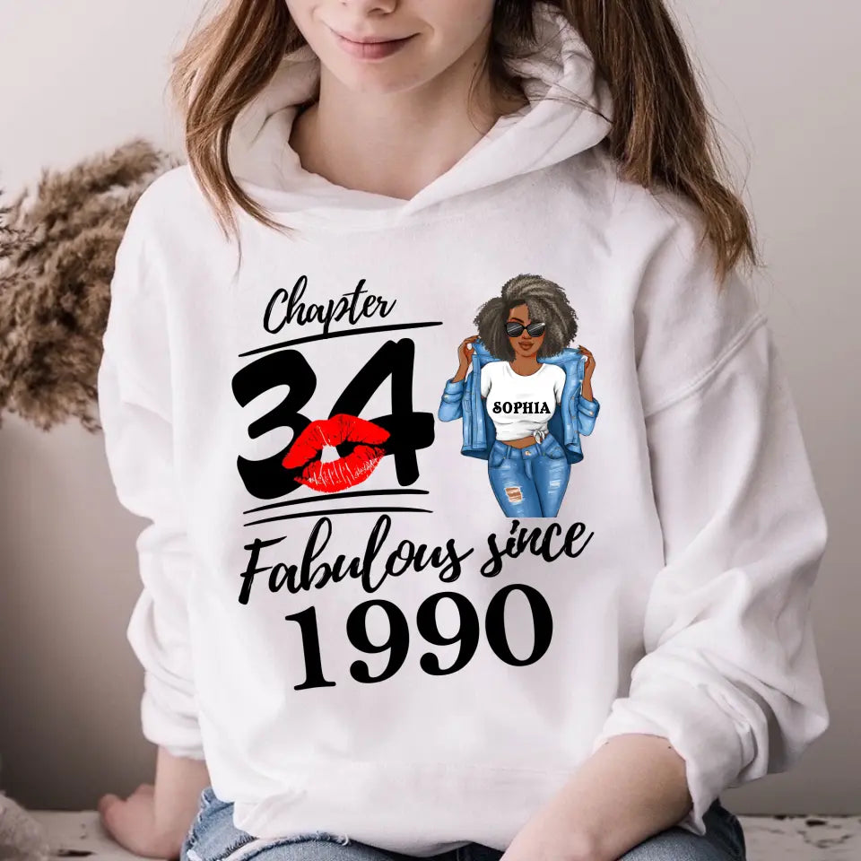 34th Birthday Shirts For Her, Personalised 34th Birthday Gifts, 1990 T Shirt, 34 And Fabulous Shirt, 34th Birthday Shirt Ideas, Gift Ideas 34th Birthday Woman