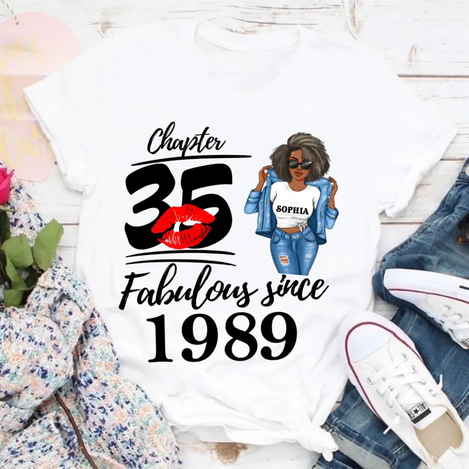 35th Birthday Shirts For Her, Personalised 35th Birthday Gifts, 1989 T Shirt, 35 And Fabulous Shirt, 35th Birthday Shirt Ideas, Gift Ideas 35th Birthday Woman