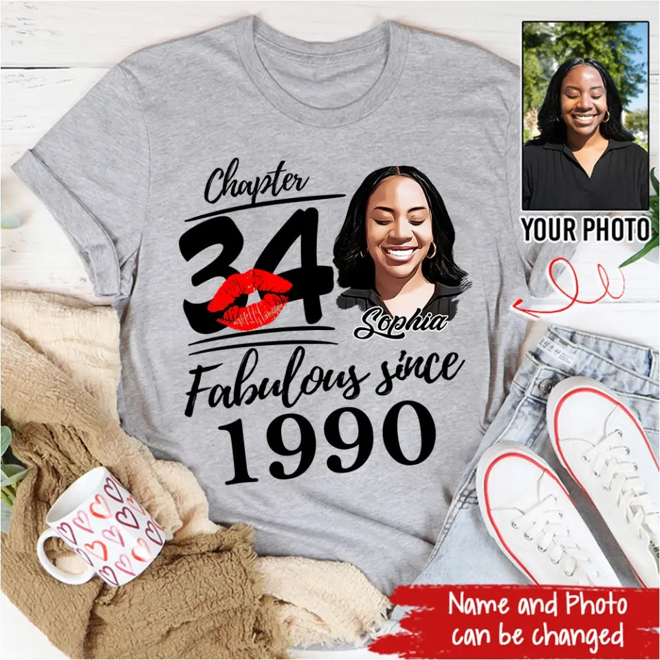 34th Birthday Shirts, Custom Birthday Shirts, Turning 34 Shirt, Gifts For Women Turning 34, 34 And Fabulous Shirt, 1990 Shirt, 34th Birthday Shirts For Her