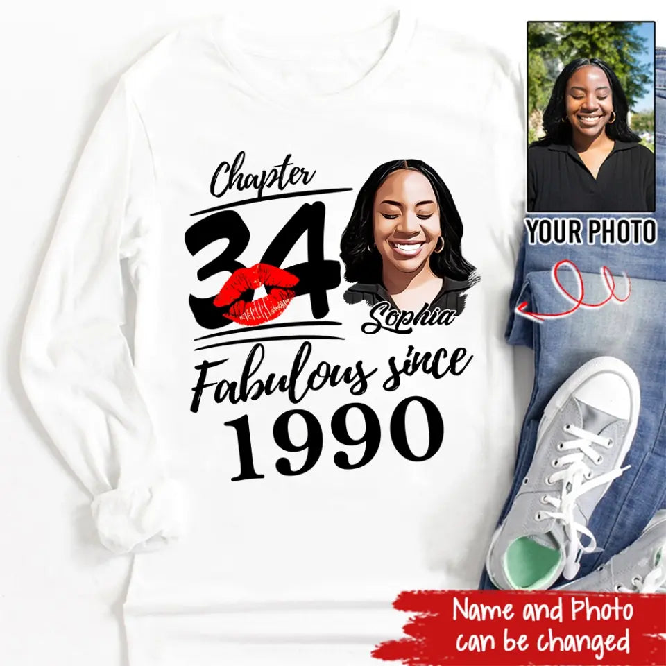 34th Birthday Shirts, Custom Birthday Shirts, Turning 34 Shirt, Gifts For Women Turning 34, 34 And Fabulous Shirt, 1990 Shirt, 34th Birthday Shirts For Her