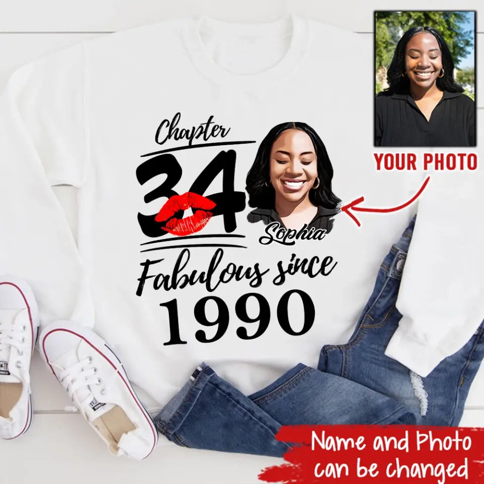 34th Birthday Shirts, Custom Birthday Shirts, Turning 34 Shirt, Gifts For Women Turning 34, 34 And Fabulous Shirt, 1990 Shirt, 34th Birthday Shirts For Her
