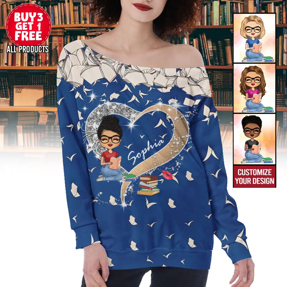 Women's Off-Shoulder Sweatshirt - Personalized gift for Book lovers