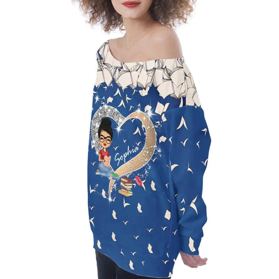 Women&#39;s Off-Shoulder Sweatshirt - Personalized gift for Book lovers