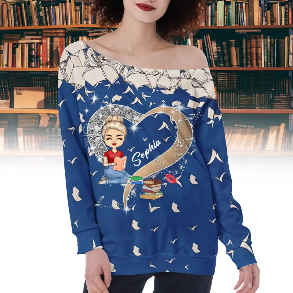 Women&#39;s Off-Shoulder Sweatshirt - Personalized gift for Book lovers