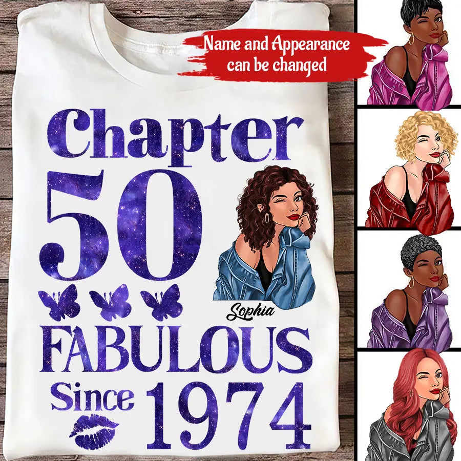 50th Birthday Shirts For Her, Personalised 50th Birthday Gifts, 1974 T Shirt, 50 And Fabulous Shirt, 50th Birthday Shirt Ideas, Gift Ideas 50th Birthday Woman - HCT