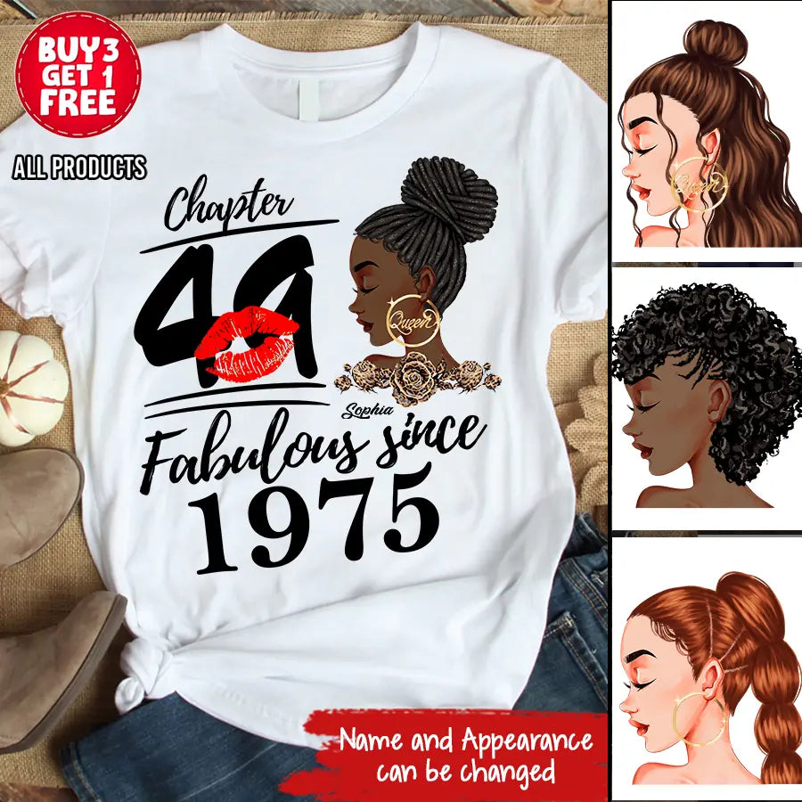 49th Birthday Shirts, Custom Birthday Shirts, Turning 49 Shirt, Gifts For Women Turning 49, 49 And Fabulous Shirt, 1975 Shirt, 49th Birthday Shirts For Her, It's My 49 Birthday-HCT