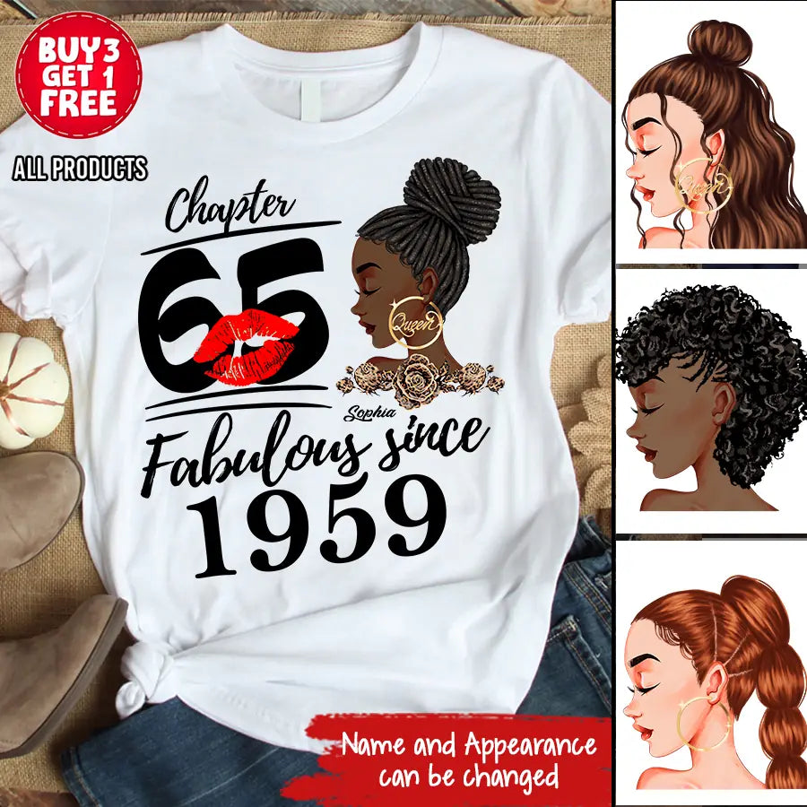 65th Birthday Shirts, Custom Birthday Shirts, Turning 65 Shirt For Women, Turning 65 And Fabulous Shirt, 1959 Shirt, Best Gifts For Women Turning 65-HCT