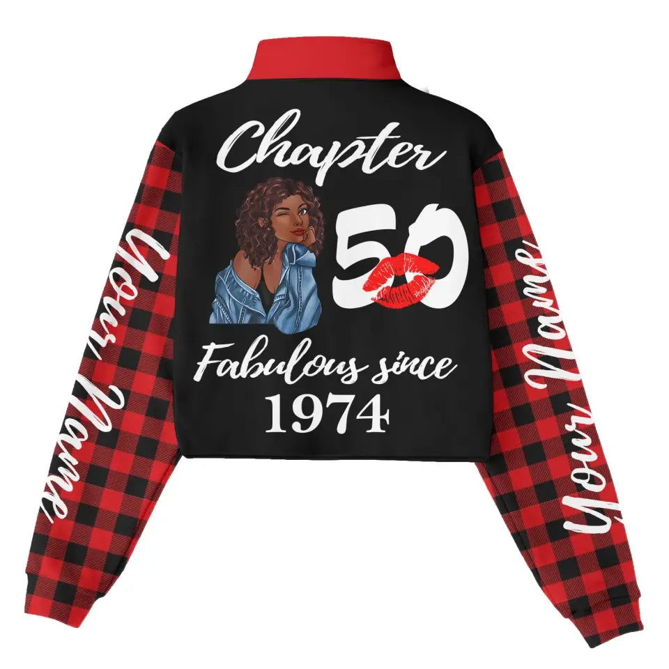 Women‘s Lapel Collar Cropped Sweatshirt, Gift Ideas 50th Birthday Woman - TLQ