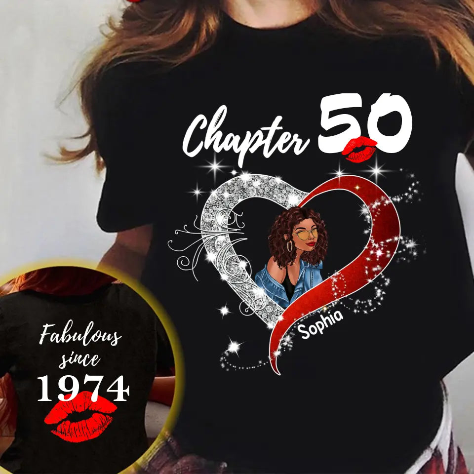 Chapter 50, Fabulous Since 1974 50th Birthday Unique T Shirt For Woman, Her Gifts For 50 Years Old , Turning 50 Birthday Cotton Shirt - HCT