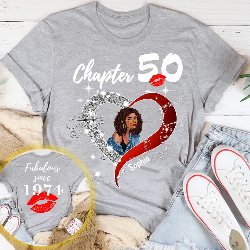 Chapter 50, Fabulous Since 1974 50th Birthday Unique T Shirt For Woman, Her Gifts For 50 Years Old , Turning 50 Birthday Cotton Shirt - HCT