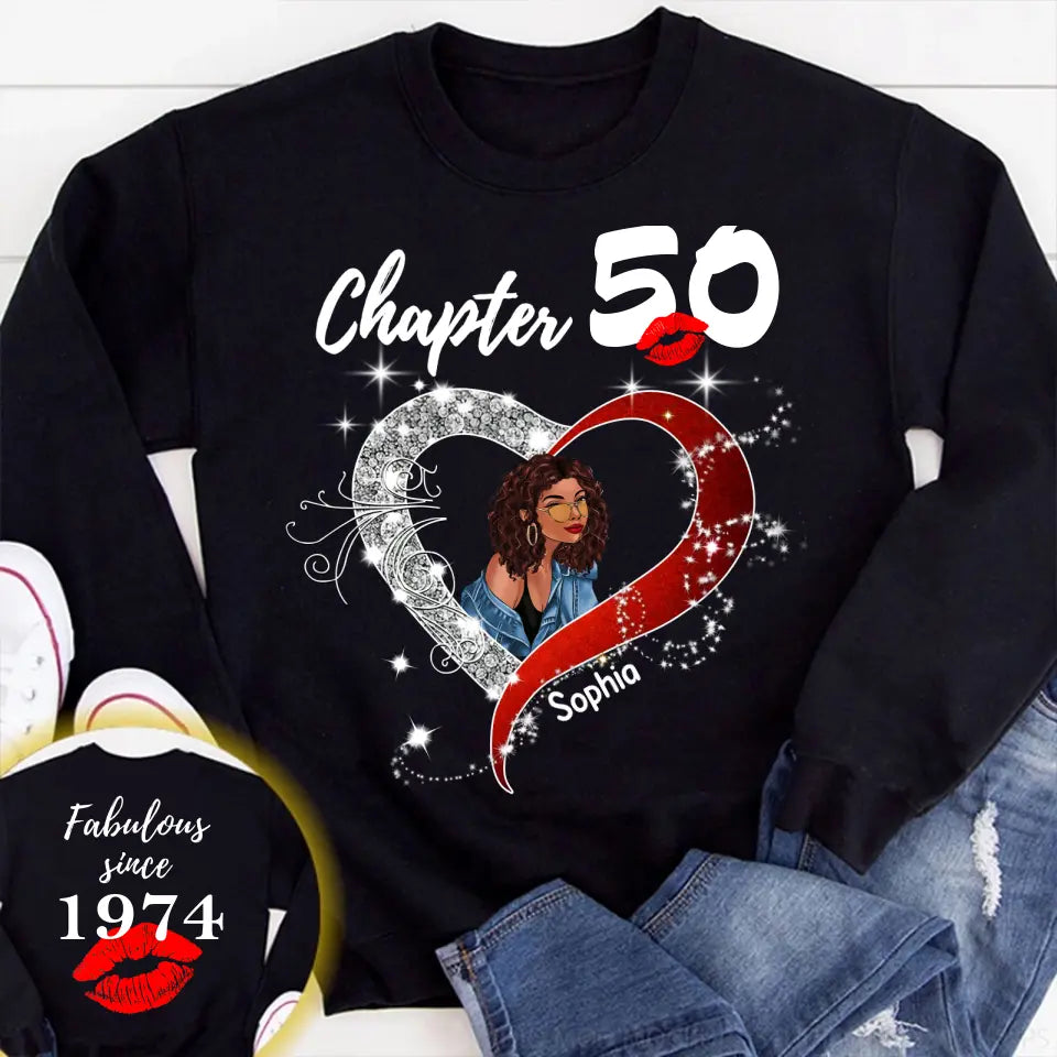 Chapter 50, Fabulous Since 1974 50th Birthday Unique T Shirt For Woman, Her Gifts For 50 Years Old , Turning 50 Birthday Cotton Shirt - HCT