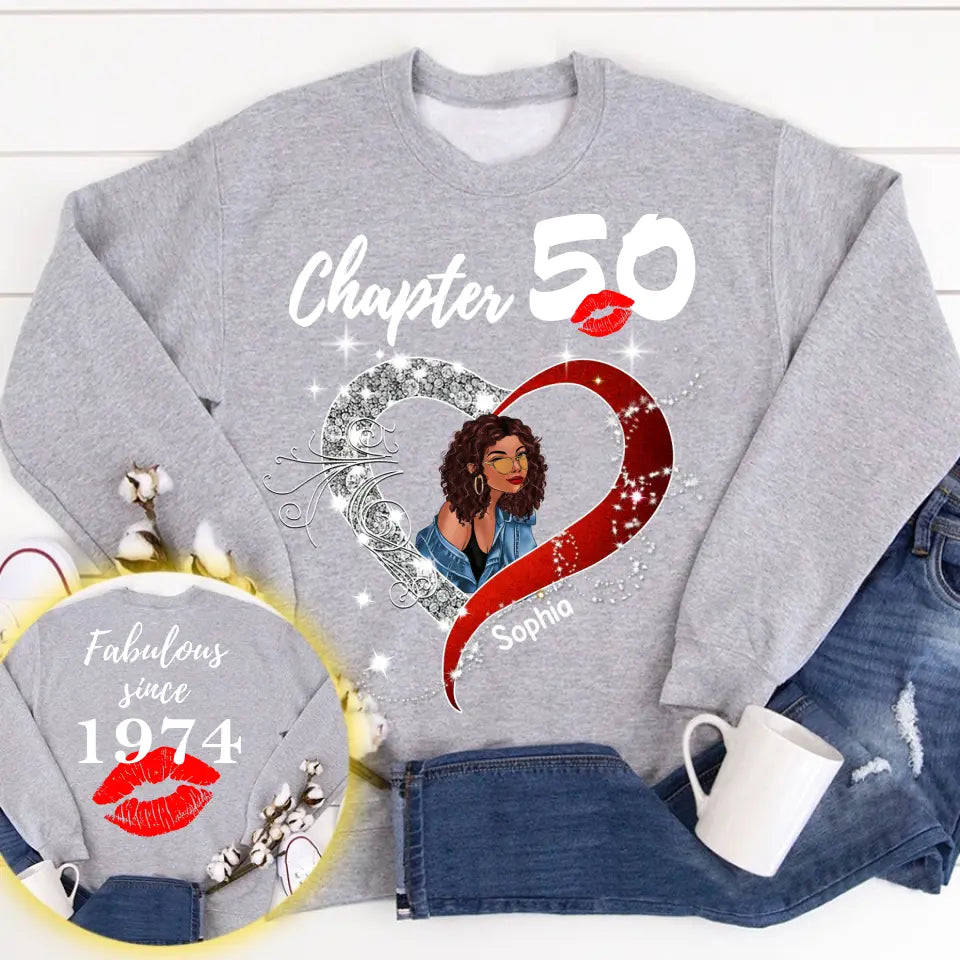 Chapter 50, Fabulous Since 1974 50th Birthday Unique T Shirt For Woman, Her Gifts For 50 Years Old , Turning 50 Birthday Cotton Shirt - HCT