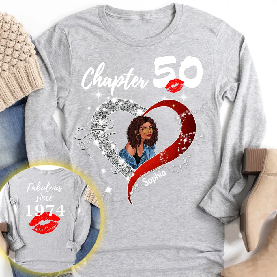 Chapter 50, Fabulous Since 1974 50th Birthday Unique T Shirt For Woman, Her Gifts For 50 Years Old , Turning 50 Birthday Cotton Shirt - HCT