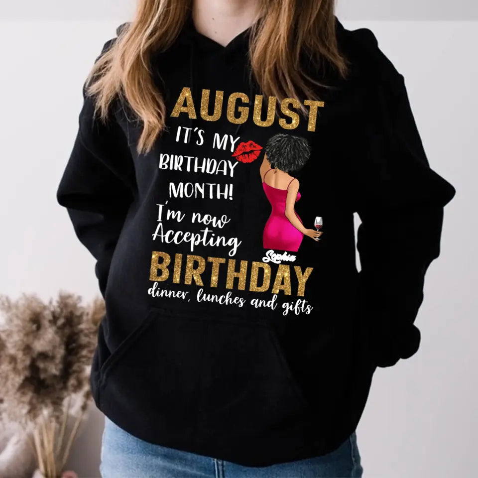 Custom August Birthday Shirt For Woman, Queens Are Born In August Gifts, It&#39;s My Birthday Month, Melanin Afro Woman Shirt, Black Girl Tee, Afro Queen Gift-YPT-ALK