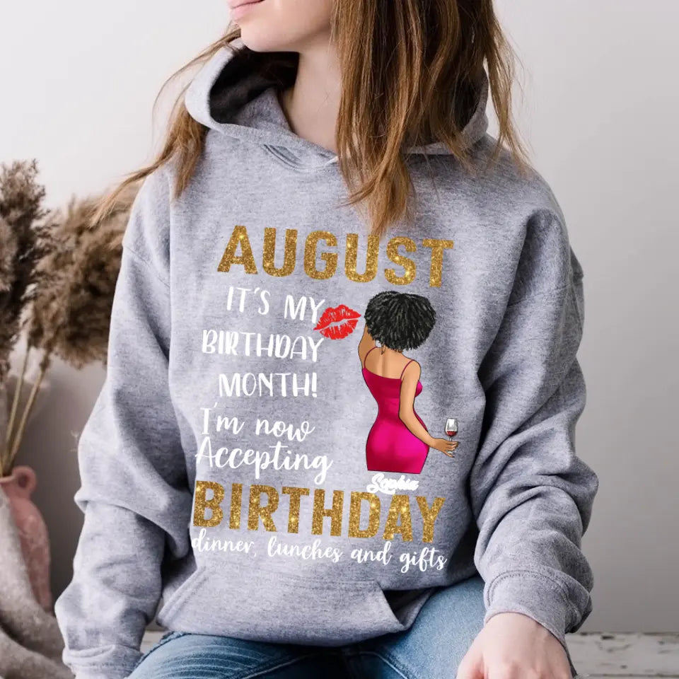 Custom August Birthday Shirt For Woman, Queens Are Born In August Gifts, It&#39;s My Birthday Month, Melanin Afro Woman Shirt, Black Girl Tee, Afro Queen Gift-YPT-ALK