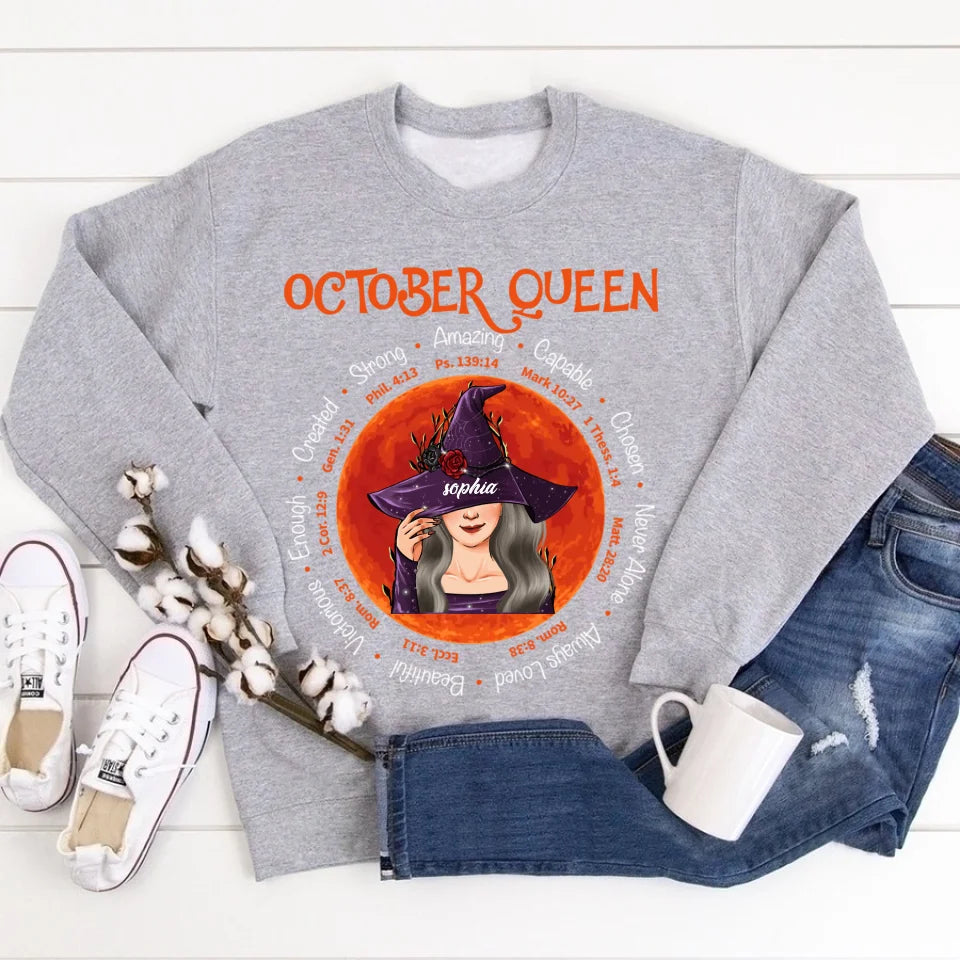 Personalized October Birthday Shirt, Custom Birthday Shirt, Queens are Born In October, October Birthday Shirts For Woman, October Birthday Gifts-YPT-ALK