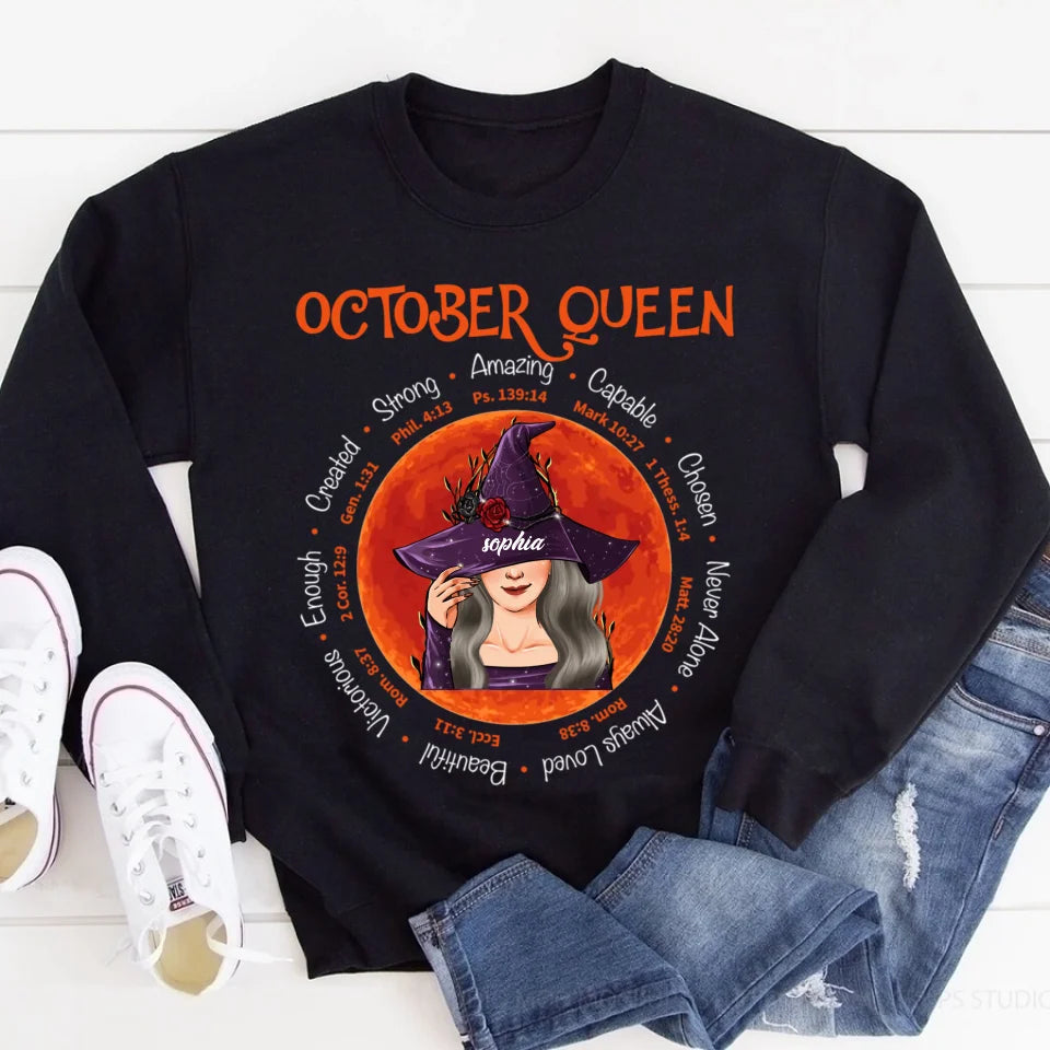 Personalized October Birthday Shirt, Custom Birthday Shirt, Queens are Born In October, October Birthday Shirts For Woman, October Birthday Gifts-YPT-ALK