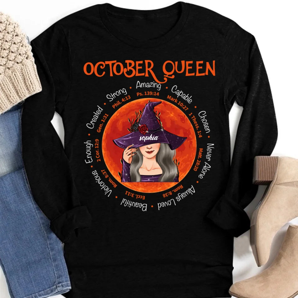 Personalized October Birthday Shirt, Custom Birthday Shirt, Queens are Born In October, October Birthday Shirts For Woman, October Birthday Gifts-YPT-ALK