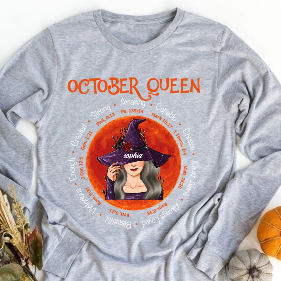 Personalized October Birthday Shirt, Custom Birthday Shirt, Queens are Born In October, October Birthday Shirts For Woman, October Birthday Gifts-YPT-ALK