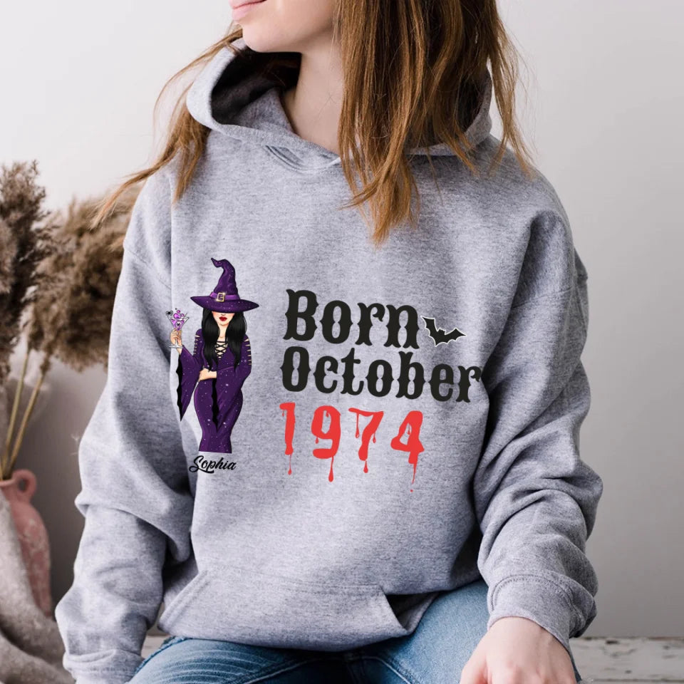 Personalized Fabulous Since 1974 50th Birthday Unique T Shirt For Woman, Queens are Born In October, Her Gifts For 50 Years Old , Turning 50 Birthday Cotton Shirt-YPT-ALK