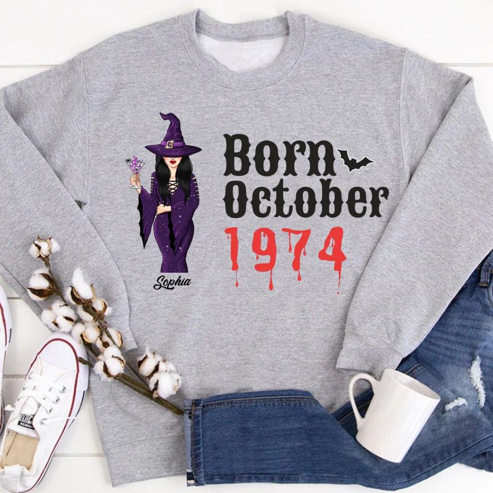 Personalized Fabulous Since 1974 50th Birthday Unique T Shirt For Woman, Queens are Born In October, Her Gifts For 50 Years Old , Turning 50 Birthday Cotton Shirt-YPT-ALK