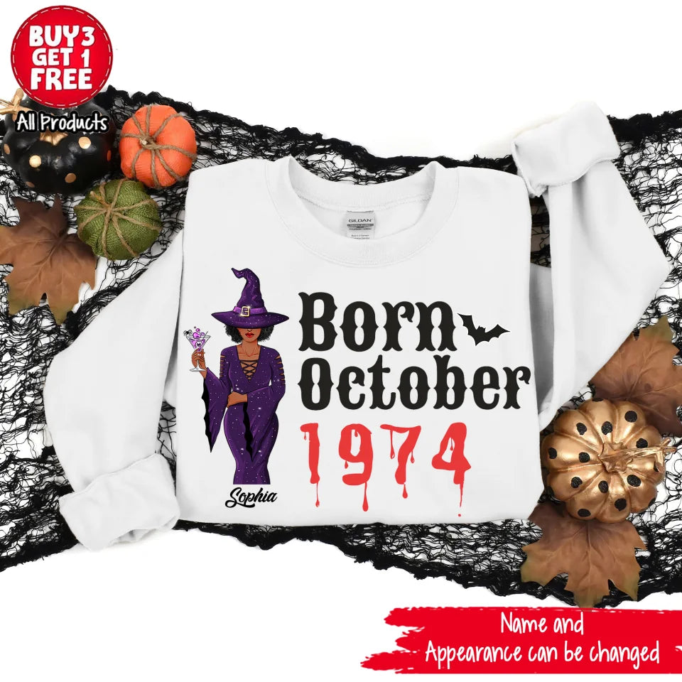 Personalized Fabulous Since 1974 50th Birthday Unique T Shirt For Woman, Queens are Born In October, Her Gifts For 50 Years Old , Turning 50 Birthday Cotton Shirt-YPT-ALK
