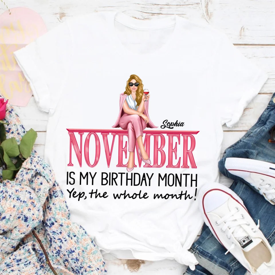 Personalized Custom November Birthday Shirt For Woman, Queens Are Born In November Gifts, Melanin Afro Woman Shirt, Black Girl Tee, Afro Queen Gift-YPT-TLQ
