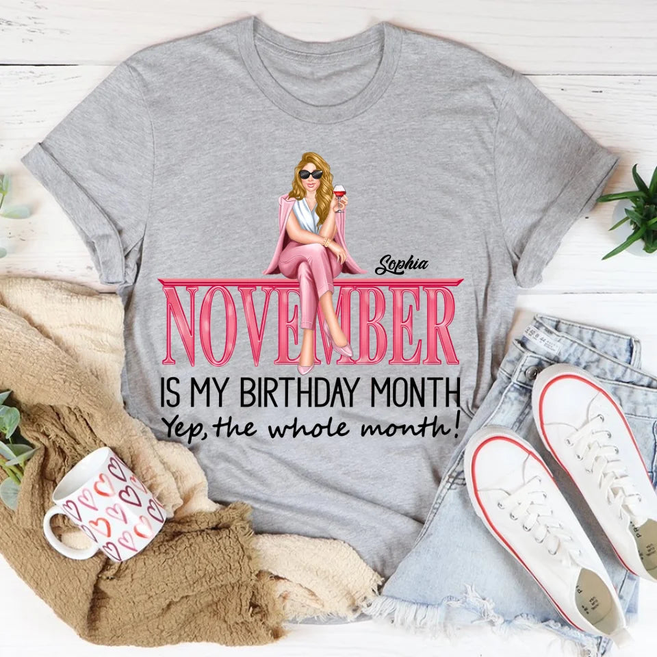 Personalized Custom November Birthday Shirt For Woman, Queens Are Born In November Gifts, Melanin Afro Woman Shirt, Black Girl Tee, Afro Queen Gift-YPT-TLQ