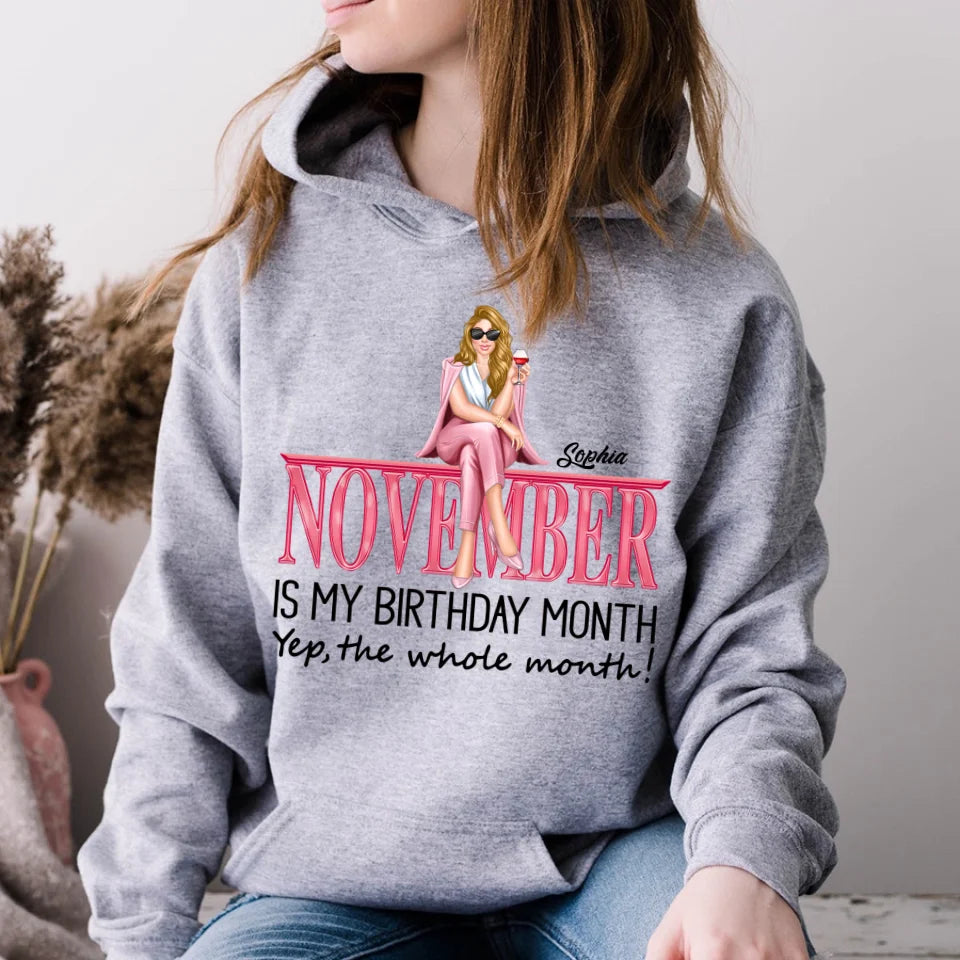 Personalized Custom November Birthday Shirt For Woman, Queens Are Born In November Gifts, Melanin Afro Woman Shirt, Black Girl Tee, Afro Queen Gift-YPT-TLQ