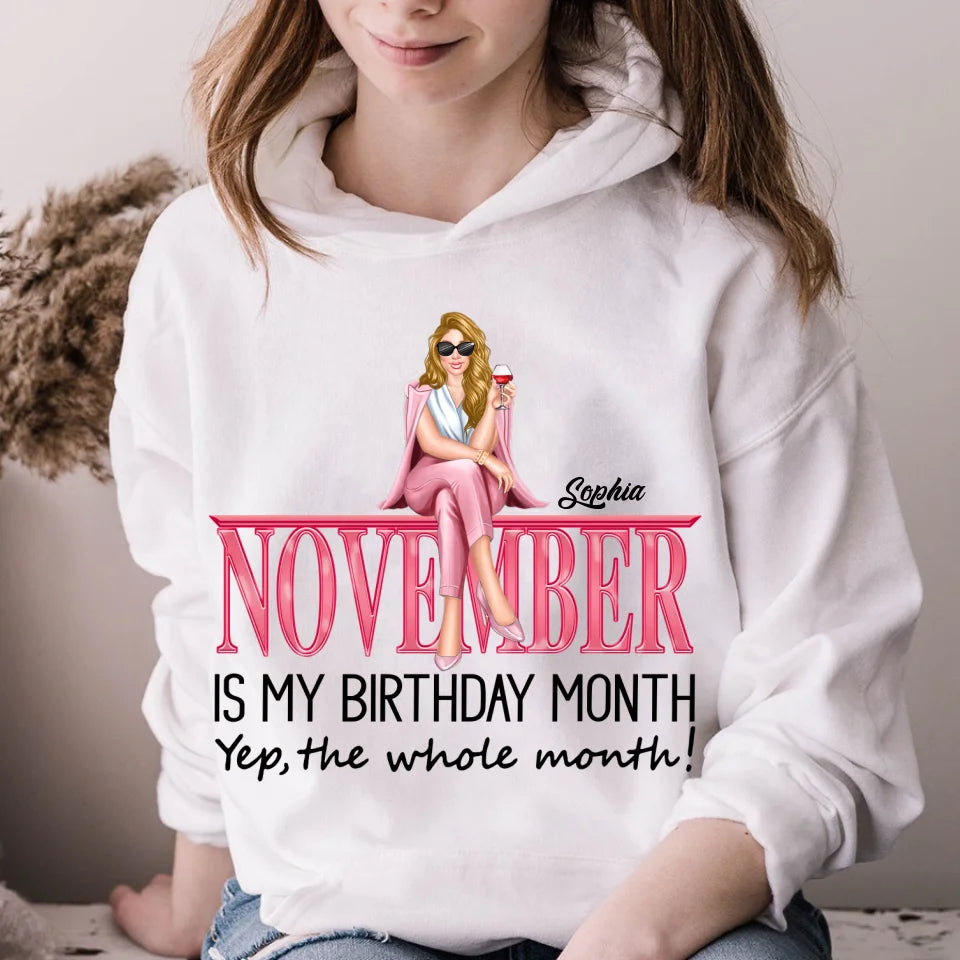 Personalized Custom November Birthday Shirt For Woman, Queens Are Born In November Gifts, Melanin Afro Woman Shirt, Black Girl Tee, Afro Queen Gift-YPT-TLQ