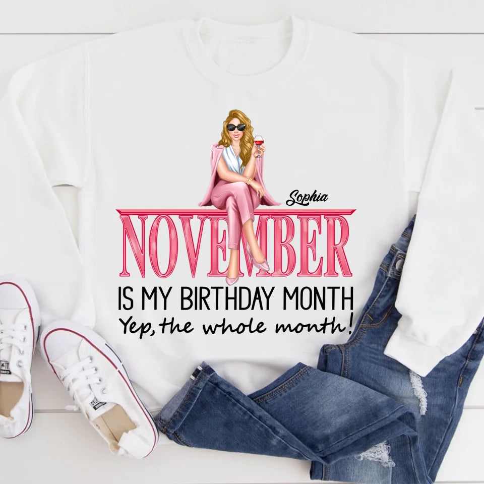 Personalized Custom November Birthday Shirt For Woman, Queens Are Born In November Gifts, Melanin Afro Woman Shirt, Black Girl Tee, Afro Queen Gift-YPT-TLQ