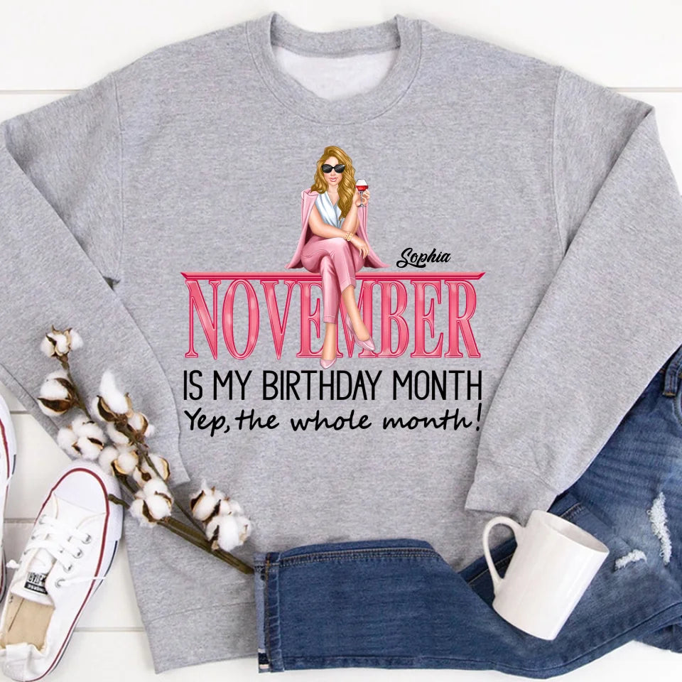 Personalized Custom November Birthday Shirt For Woman, Queens Are Born In November Gifts, Melanin Afro Woman Shirt, Black Girl Tee, Afro Queen Gift-YPT-TLQ