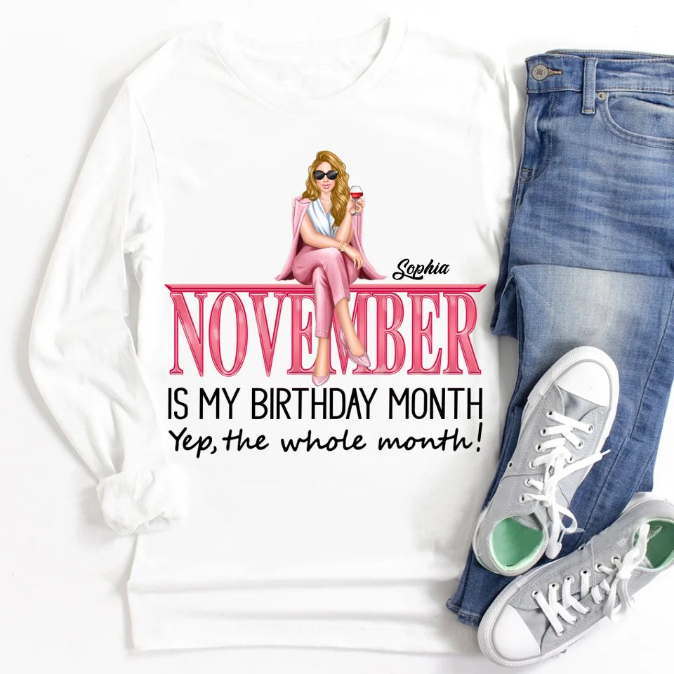 Personalized Custom November Birthday Shirt For Woman, Queens Are Born In November Gifts, Melanin Afro Woman Shirt, Black Girl Tee, Afro Queen Gift-YPT-TLQ