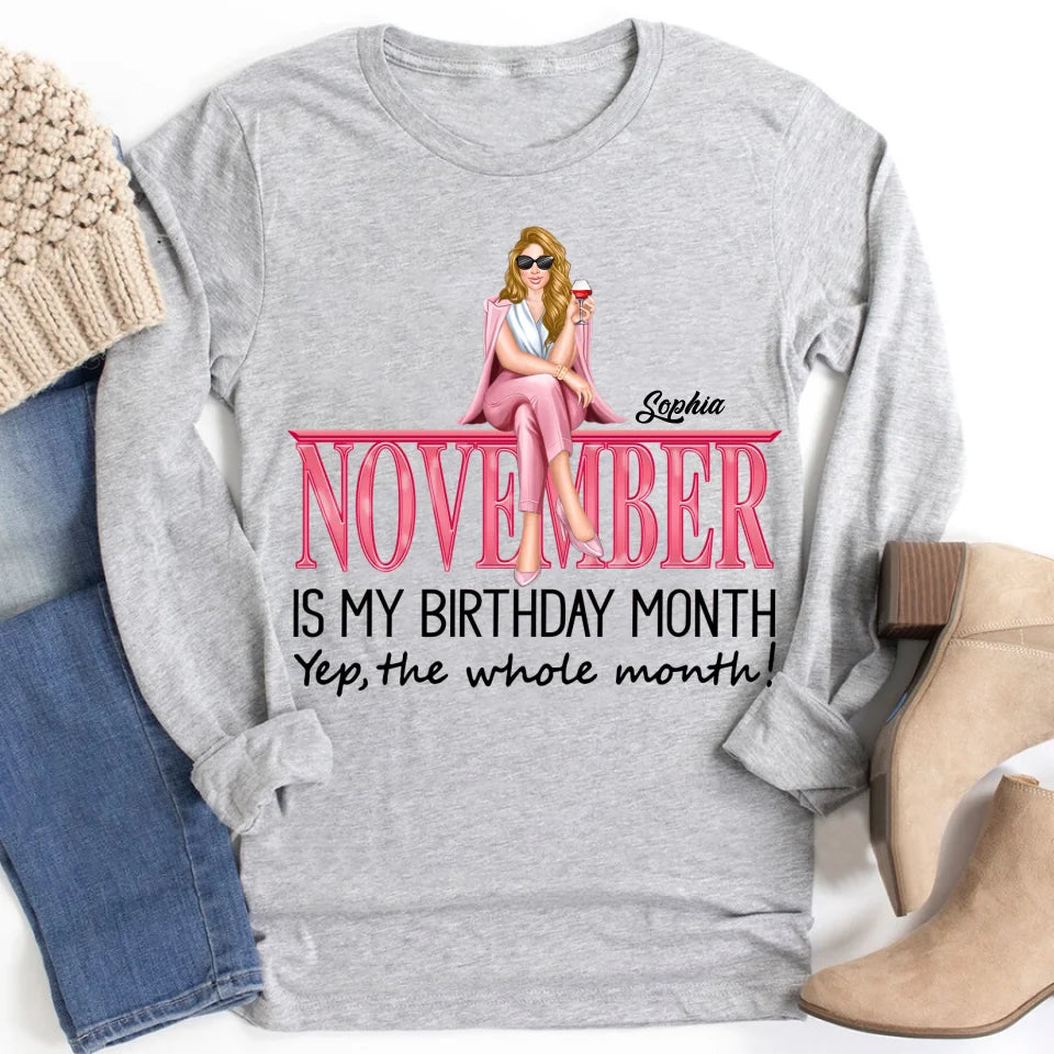 Personalized Custom November Birthday Shirt For Woman, Queens Are Born In November Gifts, Melanin Afro Woman Shirt, Black Girl Tee, Afro Queen Gift-YPT-TLQ