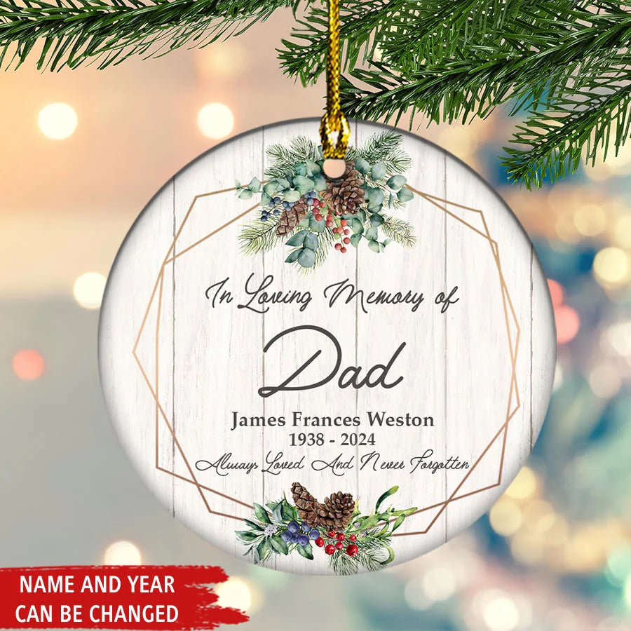 Personalized Memorial Ornaments for Loss of Loved One, Memorial Christmas Ornament, Loved One Memorial Gifts, Cardinal Christmas Ornaments, Remembrance of Loss Dad Mom