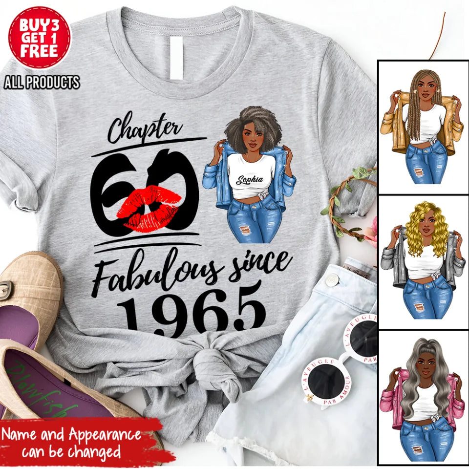 Chapter 60, Fabulous Since 1965 60th Birthday Unique T Shirt For Woman, Custom Birthday Shirt, Her Gifts For 60 Years Old , Turning 60 Birthday Cotton Shirt