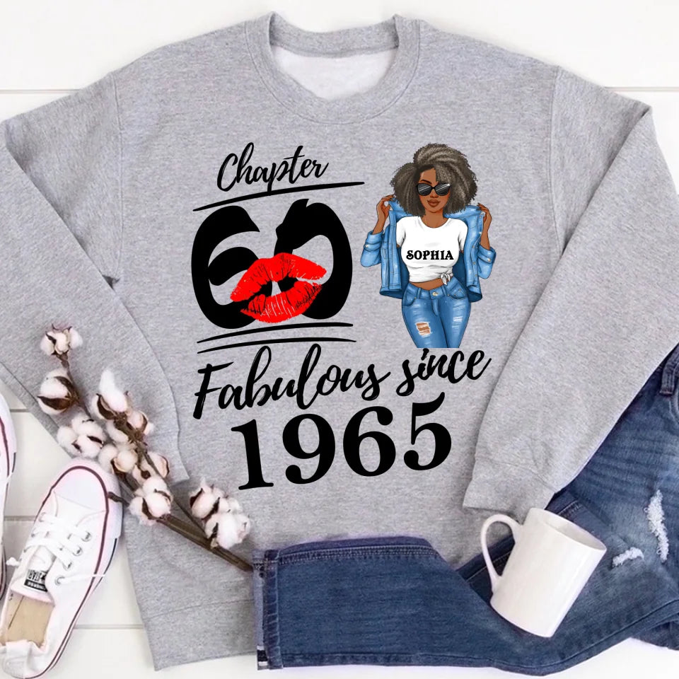 Chapter 60, Fabulous Since 1965 60th Birthday Unique T Shirt For Woman, Custom Birthday Shirt, Her Gifts For 60 Years Old , Turning 60 Birthday Cotton Shirt