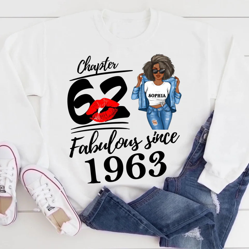 Chapter 62, Fabulous Since 1963 62th Birthday Unique T Shirt For Woman, Custom Birthday Shirt, Her Gifts For 62 Years Old , Turning 62 Birthday Cotton Shirt