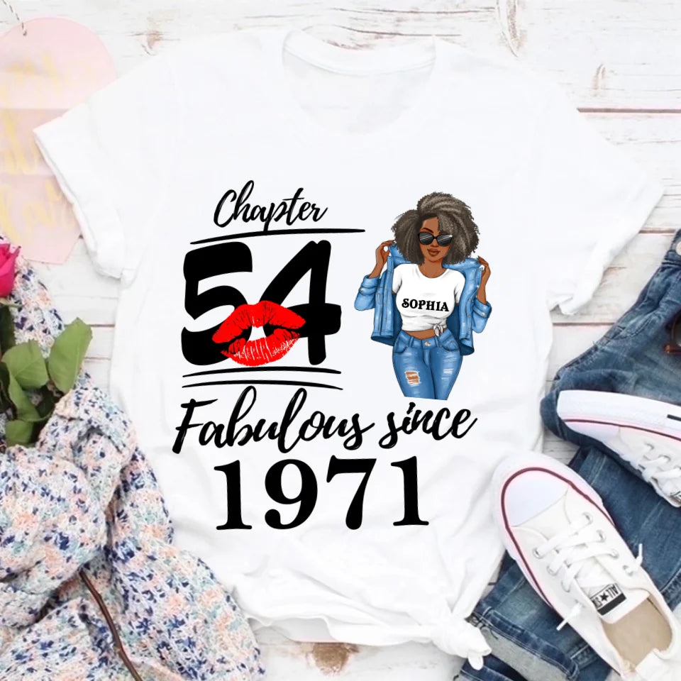 Chapter 54, Fabulous Since 1971 54th Birthday Unique T Shirt For Woman, Custom Birthday Shirt, Her Gifts For 54 Years Old , Turning 54 Birthday Cotton Shirt