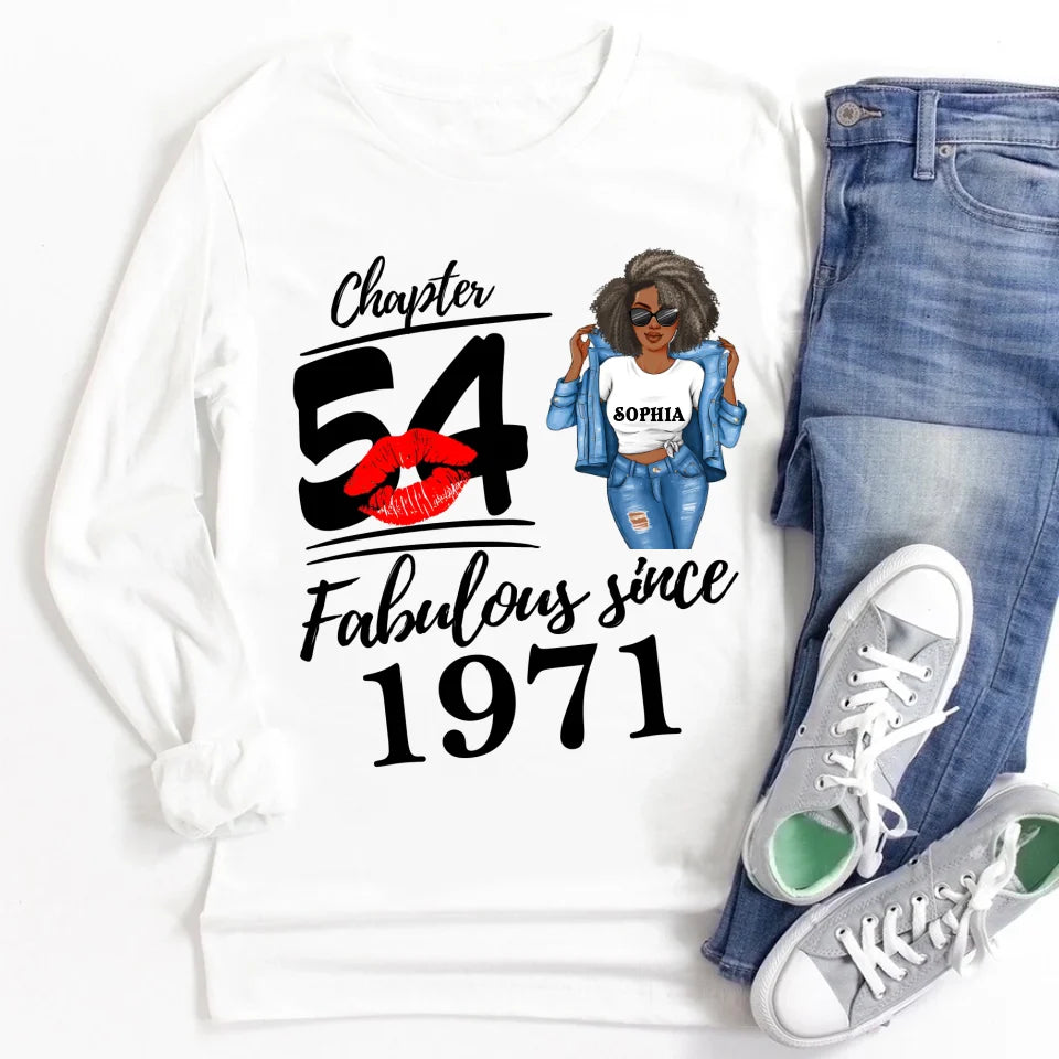 Chapter 54, Fabulous Since 1971 54th Birthday Unique T Shirt For Woman, Custom Birthday Shirt, Her Gifts For 54 Years Old , Turning 54 Birthday Cotton Shirt