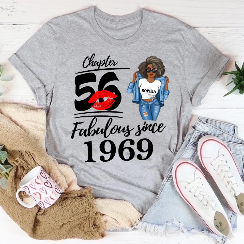 Chapter 56, Fabulous Since 1969 56th Birthday Unique T Shirt For Woman, Custom Birthday Shirt, Her Gifts For 56 Years Old , Turning 56 Birthday Cotton Shirt