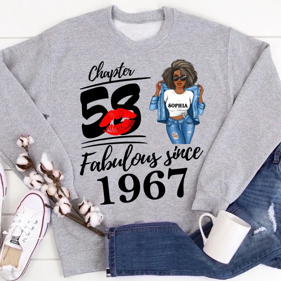 Chapter 58, Fabulous Since 1967 58th Birthday Unique T Shirt For Woman, Custom Birthday Shirt, Her Gifts For 58 Years Old , Turning 58 Birthday Cotton Shirt