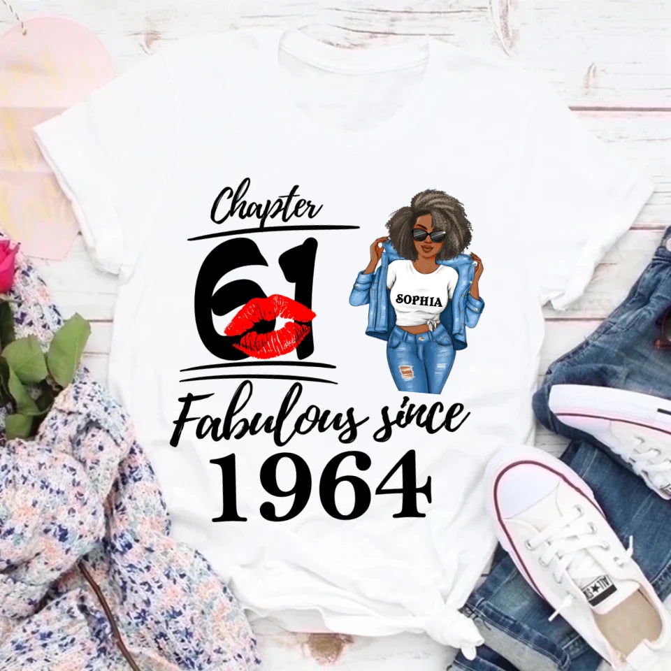 Chapter 61, Fabulous Since 1964 61th Birthday Unique T Shirt For Woman, Custom Birthday Shirt, Her Gifts For 61 Years Old , Turning 61 Birthday Cotton Shirt